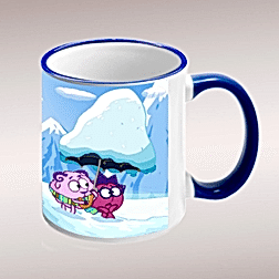 Кружка цветная внутри и с цветной ручкой